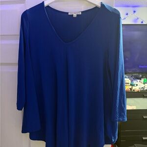 Green Envelope Blue 3/4 Sleeve Relaxed Blouse